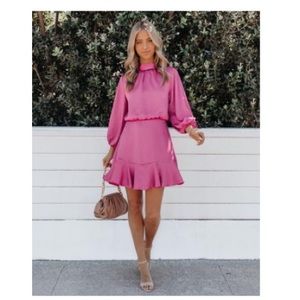 Vici pink textured satin dress